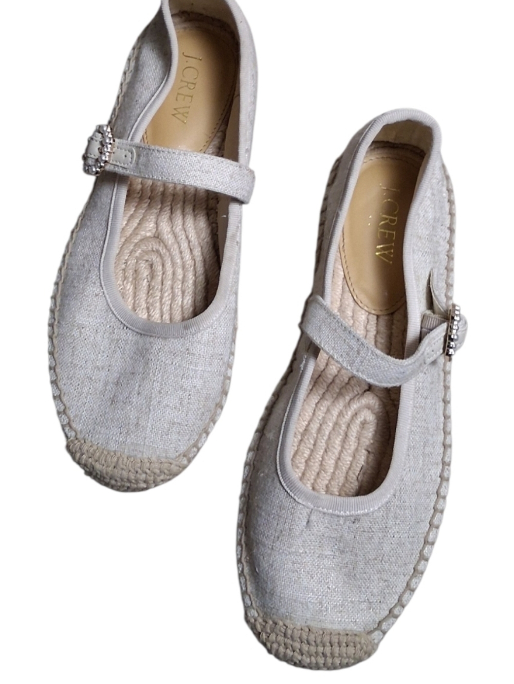 J. Crew Linen Blend Espadrille Mary Jane Shoes Size 6 Cream - Picture 4 of 5